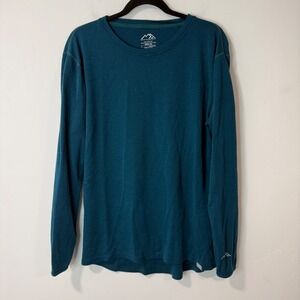 Merino Tech 100% Merino Wool Base Layer Top Mens L Teal Blue Long Sleeve 250